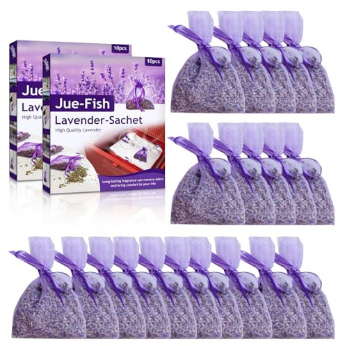 Sudnsadaks 20 Pièces Sachet Lavande, Parfumés Sachet Senteur, Sac de Lavande Séchée Désodorisante Qualité Supérieure avec Parfum Intense pour Armoire, Linge, Placard, Fraîcheur Apaisante Longue Durée