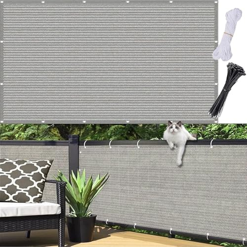 Balkong Insynsskydd Vindskydd 160 x 200 cm, Sun Wind Protection, Regnskydd, Anti-Peeping, Privacy Protector, Sekretess Net Garden, Med Buntband, för Balkonger, Ljusgrå
