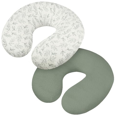 GUIJZSLTRG 2Pcs Baby Nursing Pillow Cover Soft Cotton Newborn Breastfeeding Pillow Slipcover Stretchy Nursing Pillows Case Removable Feeding Cushion Cover for Baby Girls Boys Newborn