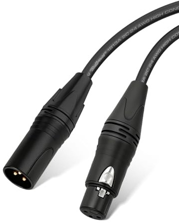 Superbat mikrofonkabel XLR-kontakt till XLR kabel 1 m effektivt blockerar EMI/RFI-störningar, kopparledare 99 % signalintegritet kompatibel med mikrofoner eller studioförstärkare, högtalare
