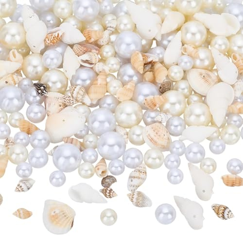 SOFPLATE 340 stycken svävande bordsdekorationspärlor sommar vasfyllning färgglada oceanmotiv spiralformade snäckor strand plastpärlor små runda kulor ljuspärlor för vas ljus fest