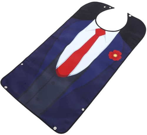 OUNONA Bavoir Imperméable pour Adultes Seniors Boucle Réglable Cou, Bavoir Réutilisable pour Repas des Personnes Âgées en Tissu Absorbant