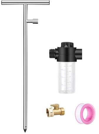 Kivivaka Strumento per irrigazione profonda in acciaio inossidabile, bacchetta per irrigazione da 81 cm, con manico a T, compatibile con arbusti e alberi da frutto