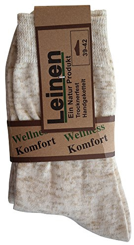 Strumpfversand pfaff Health Stockings 6 Pairs Natural 100% Linen Cotton Socks without Seam 35 36 37 38 39 40 41 42 43 44 45 46 47 48 49 50, natural, 35-38