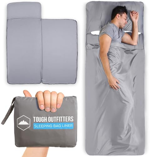 Tough Outdoors Double Sleeping Bag Liner - Adult Sleep Sack & Travel Sheets - Sleeping Bag Liners - Lightweight Travel Sleep Sack for Backpacking