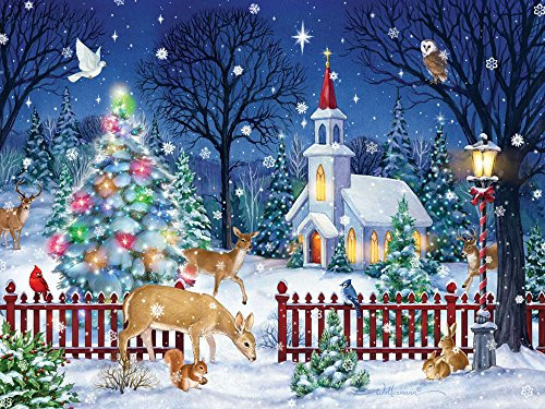 Vermont Christmas Company Peaceful Night Jigsaw Puzzle 550 Piece - Christmas Puzzles for Adults & Families - Randomly Shaped Pieces