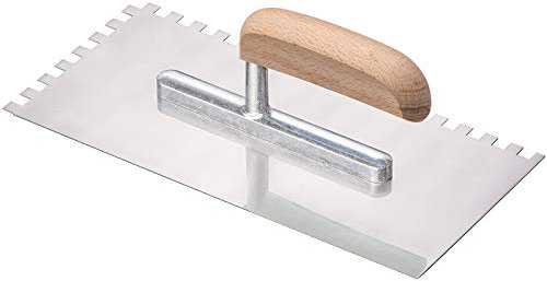 Colorus Profi Zahnkelle 270 x 130 mm | Zahnkelle 8mm Zahnung mit lackiertem Holzgriff | Flächenspachtel gezahnt Edelstahl rostfrei | Zahnspachtel Fliesenkelle Verputzer Werkzeug