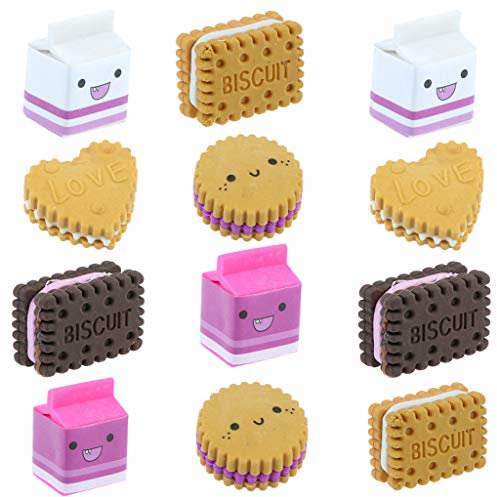 Ouceanwin Süße Radiergummi Cartoon Radierer - 12 Stücke Farbige Bleistift Radierer für Schule, Hause und Bürobedarf Schreibwaren