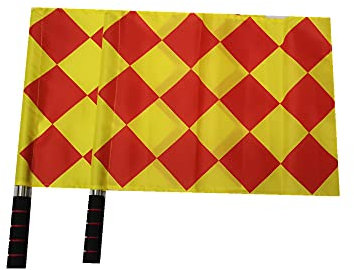 Stormflag 2pcs Sports Referee Flags with Pole Foam Handle Football Hand Flags Rugby Linesman Flags Referees Assistant Equipments Small Signal Flag Stainless Steel for Sports (yellow and red)