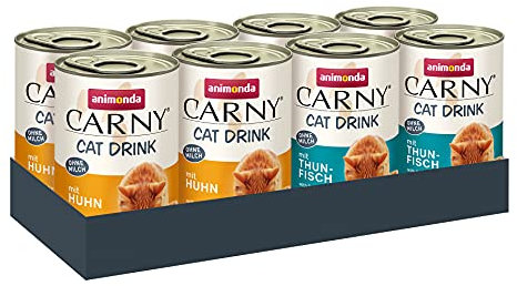 animonda Carny Drink Katzensnack Drink Mix (8 x 140ml), Katzensuppe, Katzensnack ohne Milch, Getreide ohne Zucker