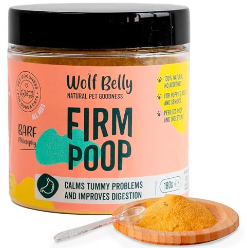 Wolf Belly - Probiotikum Durchfall für Hunde 100% Natürlich (180 g) Darmkur und Gesunde Magen-Darmflora | Präbiotika und Verdauungsenzyme | Ballaststoffreiches Kürbispulver - Made in Europe