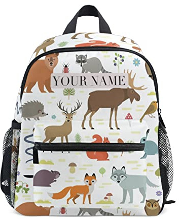 OREZI Custom Kid's Name Toddler Backpack,Personalized Name/Text Toddler Backpack Collection Of Animal Book Bag Practical and Durable Daycare Bag for Travel,Toys