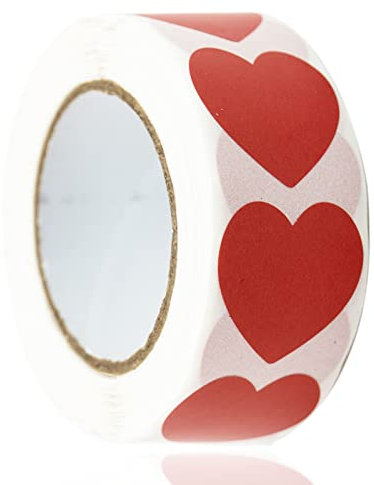 500 Stück Herz Aufkleber Rot, Selbstklebende Herzform Etiketten für Hochzeit Valentinstag Geburtstag Verpackung und Scrapbooking Dekoration ,hochzeitsaufkleber Umschlagsiegel - 2.5cm/1Rollen