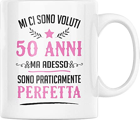 Tazza in Ceramica Mi Ci Sono Voluti 50 Anni ma Adesso Sono Perfetta Idea Regalo Originale Divertente da Donna Festa di Compleanno Cinquantesimo per Colazione caffè (Bianco, Ceramica)