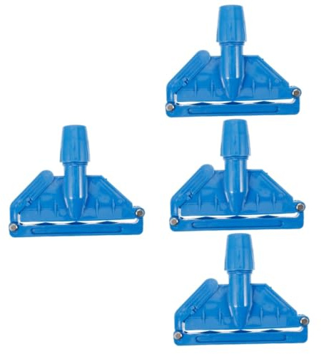 FRCOLOR 4Pcs Detachable Mop Head Clamp Replacement Parts Mop Head Holder Clip for Handle Accessories Easy Attach Detach for Tile Wood Laminate Floors