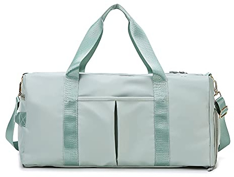 QTANZIQI Damen-Reisetasche, Herren-Hand-Trocken- und Nass-Trennung, Sporttasche, Sporttasche, kann eingestellt Werden, Trolley, Reisetasche, Seesack, Umhängetasche, grün