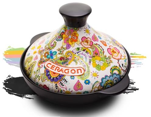 Yiustldd Non Stick Tagine Pot Enameled Cast Iron Casserole with Ceramic Cone-Shaped Closed Lid for Cooking and Stew Casserole Slow Cooker