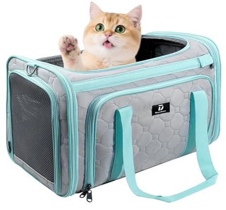Threedokke Transportin Perro Pequeño,Transportin Perro Plegable y Extensible Para Perros y Gatos, Segura y Transpirable, Aprobado por AerolíNeas Para su Uso Como Bolsa de Viaje Para Gatos de Hasta 6Kg