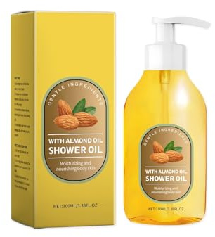 Olio doccia per il corpo, olio da bagno delicato e idratante con olio di mandorle dolci e vitamina E, liscio e idratato, detergente nutriente per la cura della pelle rinfrescante per donne e uomini