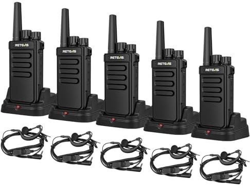 Retevis MateTalk P64 Tvåvägsradio med Hörlur, Professionell Walkie-Talkie med Lång Räckvidd, Kompatibel Repeater, Digital och Analog, för Kommunikationsåterförsäljare och Återförsäljare (5-pack)