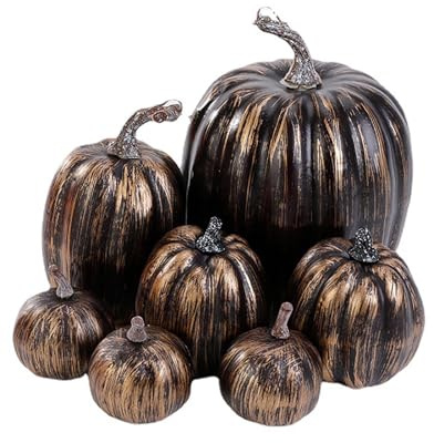 Generiska konstgjorda pumpor, pumpa-höstdekorationer, 7 stycken bordsdekorationer, skumpumpor för höstskörden, Thanksgiving, halloweendekoration på gården