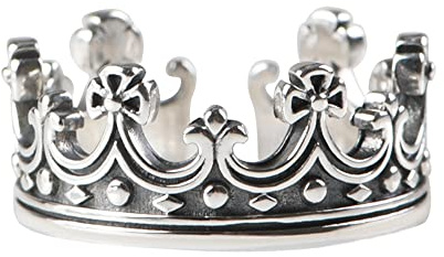 Liten kronring för kvinnor 925 sterling silver pinky ring öppen justerbar