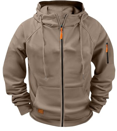 Generico Felpa Uomo con Zip, Felpa Uomo con Cappuccio Autunno e Inverno Tinta Unita Leggera e Funzionale Maglia Semplice Elegante Classici Casual Pullover Sportiva Hoodie