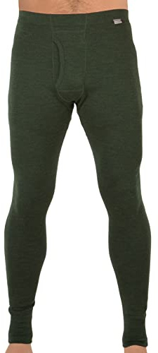 MERIWOOL Mens Base Layer 100% Merino Wool Thermal Pants Army Green