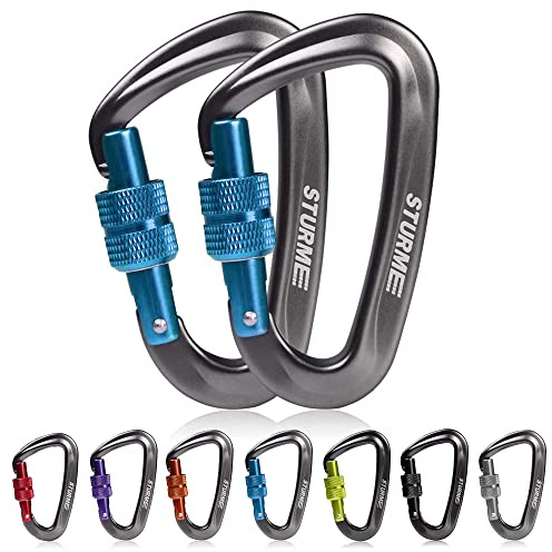 STURME 12kN (2697 lbs) Heavy Duty Locking Carabiner Clips for Outdoor, Camping, Hiking, Securing Pets, Hammock, Dog Leash Harness