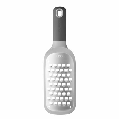 BergHOFF LEO 18/10 Stainless Steel Sharp Blade Ultra-coarse Paddle Grater 10.75 PP Fitted Protective Sleeve Soft-Grip Handle Non-slip Base Dishwasher Safe