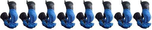 Caiman Premium Split Cowhide MIG/Stick Welding Gloves, Fleece Lining, Kontour Design, Kevlar Stitching, Blue/Black, Large (1506)