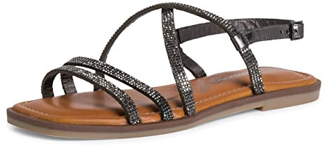 Tamaris Damen Riemchensandalen, Frauen Sandaletten,TOUCHit-Fußbett,Strandschuhe,Sandaletten,Sommersandalen,bequem,Pewter Glam,41 EU / 7.5 UK