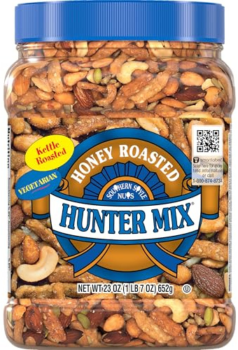 Southern Style Nuts Honey Roasted Hunter Bulk Trail Mix, 23 oz (Pack of 1), Honey Roasted Sesame Sticks & Peanuts, Sunflower Kernels, Almonds, Cashews & Pepitas, Mixed Nuts, Snacks for Adults & Kids
