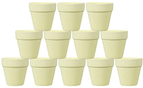 BELLE VOUS 12 Pack Ceramic Off-White Flower Pots - D5 x H7.9cm / 1.97 x 3.11 Inches - Mini Clay Pottery Terracotta Plant, Succulent & Cactus Planter - Nursery DIY Crafts & Wedding Decoration Pot