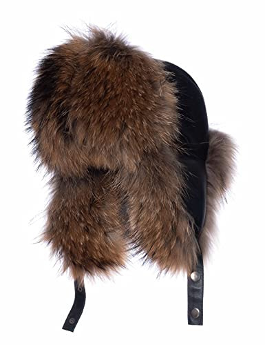 Real Fox Fur Hat - Genuine Sheepskin Leather Shell, Unisex Classic Ushanka Style, Warm and Windproof for Winter