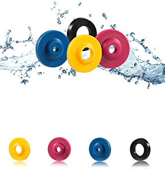 SIMGET. Wassersparer Durchflussbegrenzer zum Wasser sparen für Duschschlauch als Wasser Begrenzer in Dusche Spareinsatz Blau 5 Liter Rot 7 und Gelb 11 Liter weniger Wasserkosten, 2x2x0,5