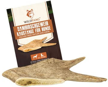 Wildfang® Varilla para masticar de ciervo, cuernos para perros, barra de lanzamiento de la UE, cuidado dental, aperitivo para perros, cuernos de ciervo, juguete masticable duradero para perros, L