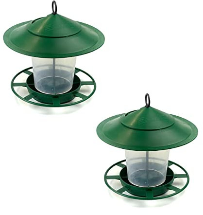 etree Easy Clean Hanging Lantern Bird Feeder, Dark Green (2 Pack)