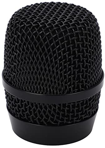 Microphone Mesh Head, Stainless Steel Microphone Grill with Mic Windscreen Cotton, Microphone Accessories BBS-666, Inner Diameter 40Mm / 1.57In, Black