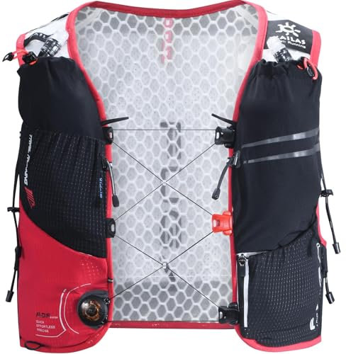 KAILAS Air 8L Laufweste, Trinkrucksack, Trinkweste, Wasserrucksack, leicht, mit zwei TPU-Wasserblasen, für Damen und Herren, Trail-Radfahren, Wandern, Schwarz und Rot, Größe S