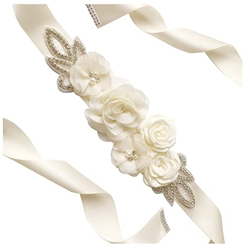 SHTGOI Cinturón de mujer con perlas de diamantes de imitación para novia, cinta de raso para boda, cinturón de cintura para novia, dama de honor, vestido de boda, cadena de cintura, accesorios para