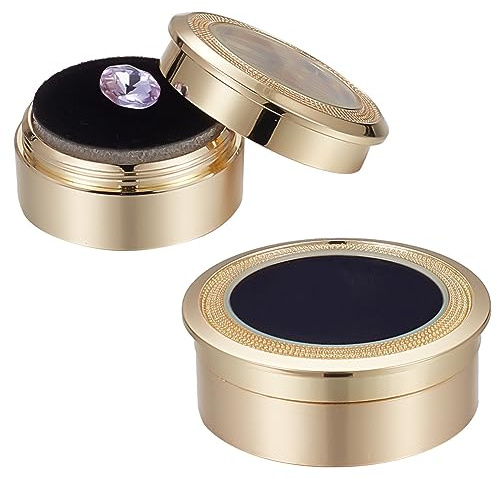 PH PandaHall 2 Tailles Boîte d'affichage de Pierres précieuses 3cm 4cm Vitrine Ronde de Pierres précieuses en Diamant Boîte à Bijoux en Alliage d'or avec fenêtre pour Exposition, Vente, Stockage