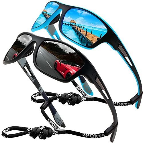 Perfectmiaoxuan Sports Sunglasses Mens Womens Polarised For Holiday Travel Driving Cycling Fishing Hiking Ultralight Wrap Around with Glasses rope Strap UV Protection