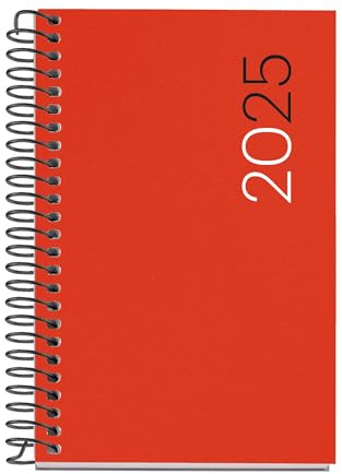 Miquelrius - Dagskalender 2025, 80 x 120 mm, dagskalender, flexibelt polypropen, spiralpapper, 80 g/m², katalanska, engelska och portugisiska