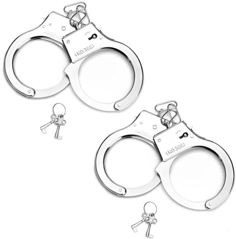 LQIOACU 2 Pezzi Argento Manette Giocattolo Bambini, Manette Ideali per Costumi da Polizia & Giochi di Ruolo, Incluse Chiavi, per Feste a Tema & Carnevale