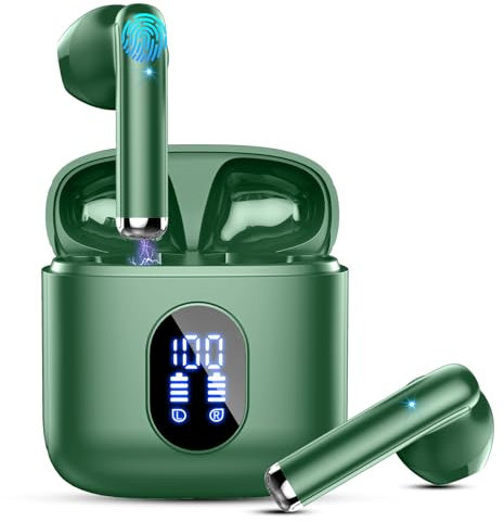 Wireless Earbuds, Bluetooth 5.3 Headphones 2024 Wireless Headphones with Deep Bass, New Mini Bluetooth Earphones in Ear 4 ENC Mic, Noise Cancelling Ear buds 30H Bluetooth Earbud USB-C,deep green