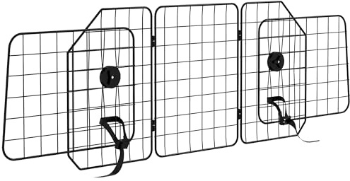 PawHut Barrera Protectora de Coche para Perros Reja 93-150x42 cm Negro