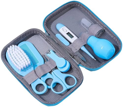 Lpitoy Kit De Aseo para Bebés, Cepillo para Cabello para Bebés 8 En 1, Cortaúñas, Limpiador De Nariz, Cepillo De Dientes para Dedos, Tijeras para Uñas, Kit De Manicura para Cuidado