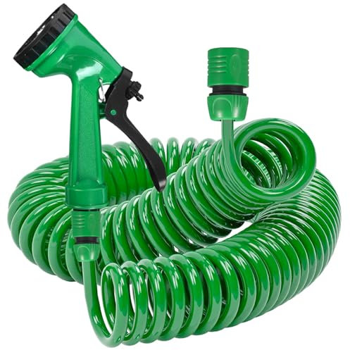 Axinyijia Tuyau Arrosage Spirale20m/10m/7.5m, Tuyau d'arrosage Extensible avec 7 Modes Pistolet Arrosage pour Jardin (10m)