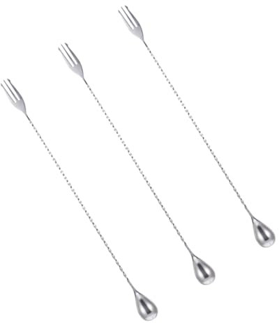 Mikinona Cuchara mezcladora de Acero Inoxidable cucharas de agitación Cuchara de Coctel de Bar Cuchara de Acero Inoxidable cucharas mezcladoras de Mango Largo Plata